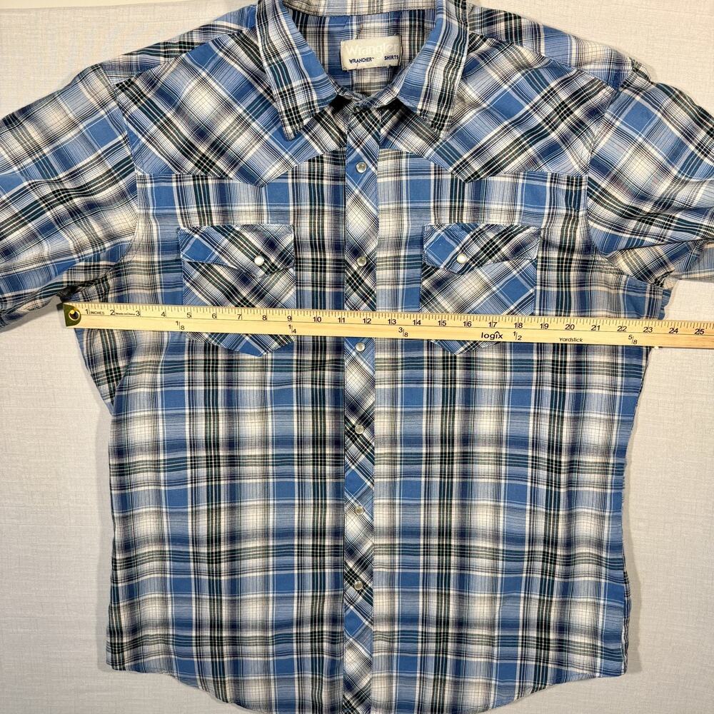 Vintage Wrangler Western Snap Shirt L Plaid Pearl Snap Cowboy USA Style - Picture 4 of 9